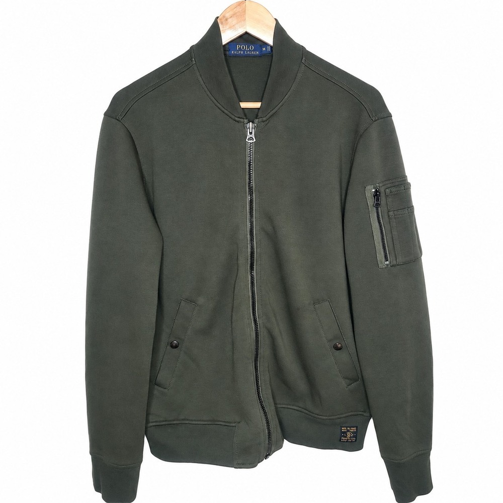 Polo Ralph Lauren Men's Double Knit Tech Fleece Bomber Jacket Olive Green M